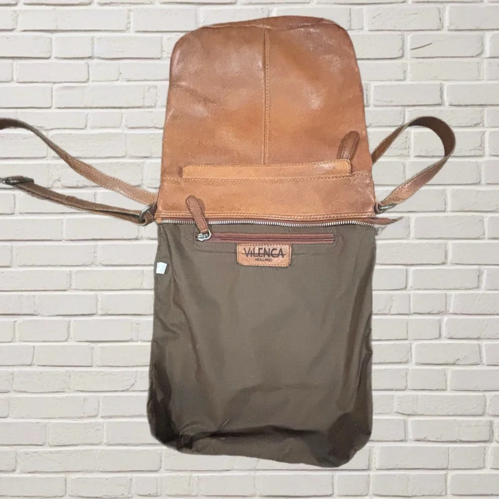 Valenca Holland Minimalist Leather Woven Crossbody Bag 11x10 Adjustable Strap - Picture 8 of 9